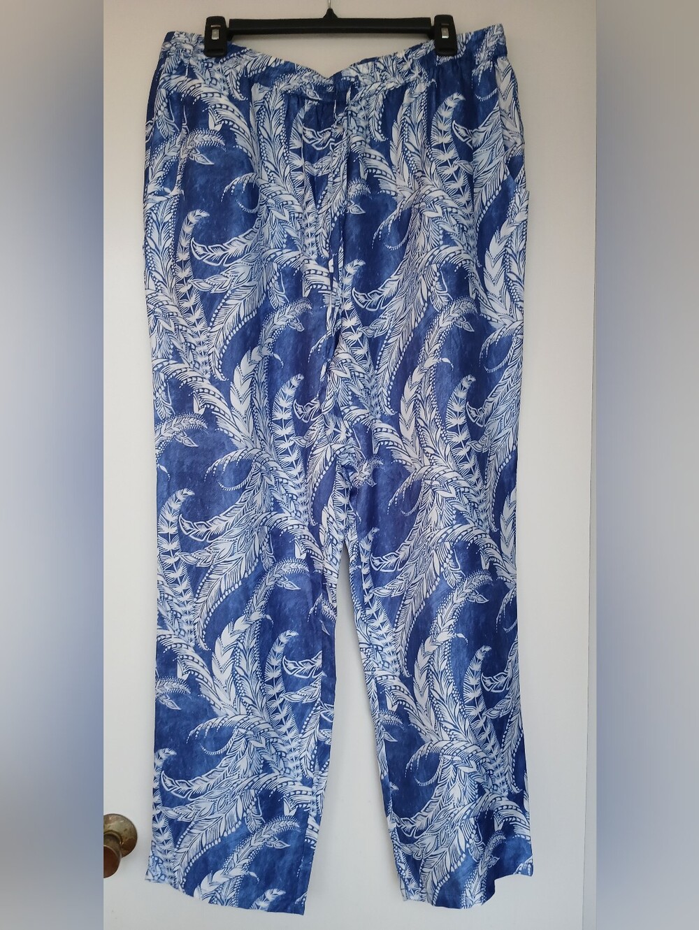 J.McLaughlin Giada Printed Flat Front Elastic Drawstring Waist Pants Size XL